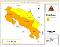 CNE eleva a alerta naranja el Pacífico y Valle Central por situación de lluvias e inundaciones