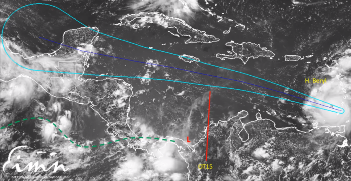 IMN prevé aumento en lluvias por paso de Onda Tropical No. 15 y posible influencia indirecta de huracán Beryl